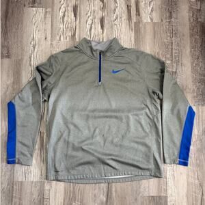 Nike‎ Therma-Fit Men’s XL Gray Blue Quarter Zip Pullover Athletic Sweatshirt